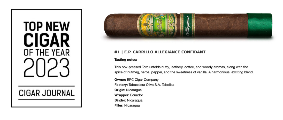 E.P. Carrillo Allegiance Confidant Top New Cigar 2023